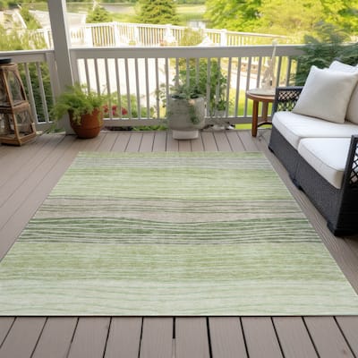 Machine Washable Indoor/ Outdoor Chantille Modern Stripes Rug