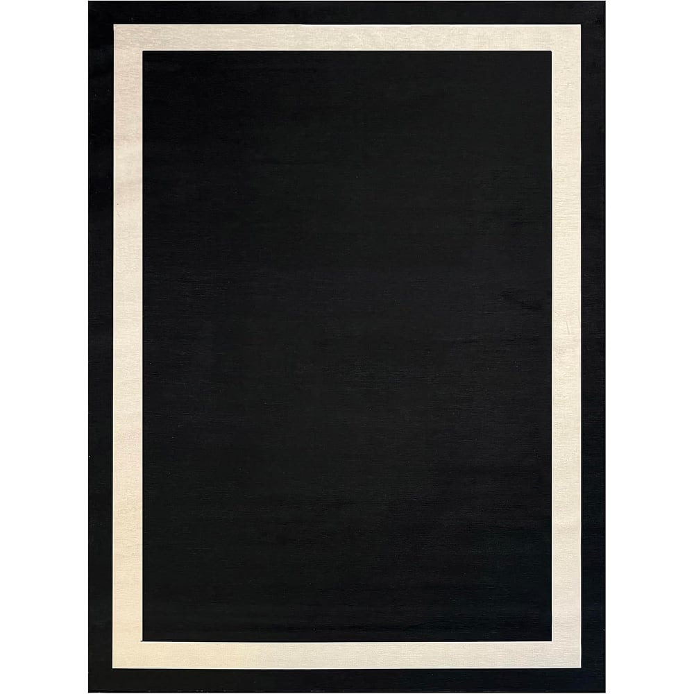 Machine Washable Area Rug With Non Slip Backing - Everest Geometric Modern Border Design