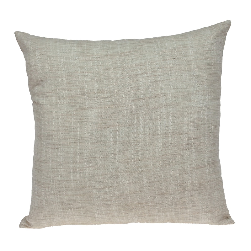 22" Beige and Blue Poly Cotton Blend Throw Pillow with Embroidery and applique