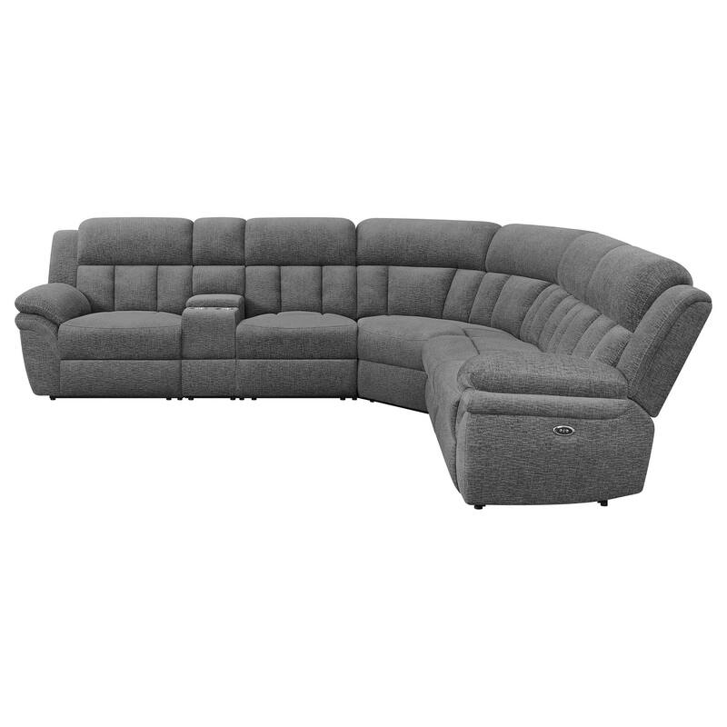 Diko 6pc Modular Sectional Sofa, Dark Gray Chenille, Power Reclining