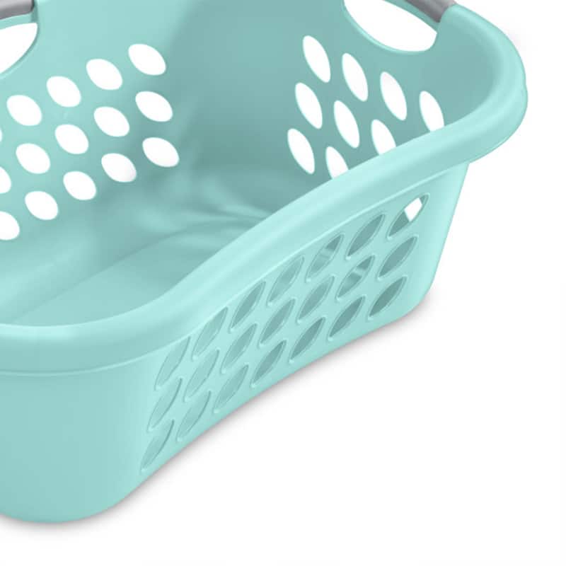 Sterilite Ultra 2 Bushel Plastic Stackable Clothes Laundry Basket, Aqua (6 Pack)