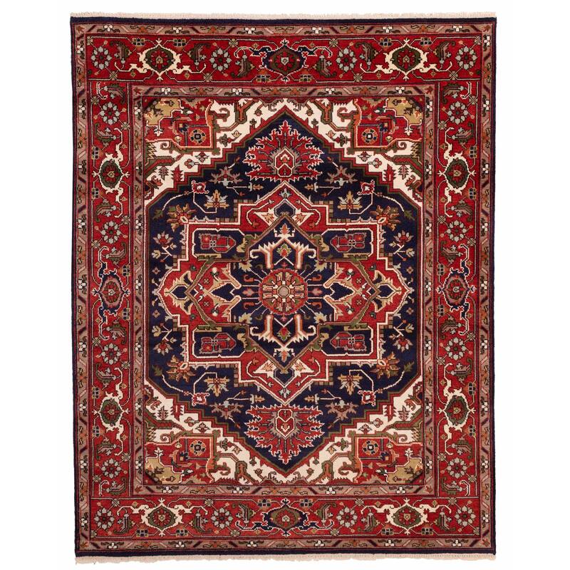 ECARPETGALLERY Hand-knotted Serapi Heritage Dark Navy Wool Rug - 7'10 x 9'11