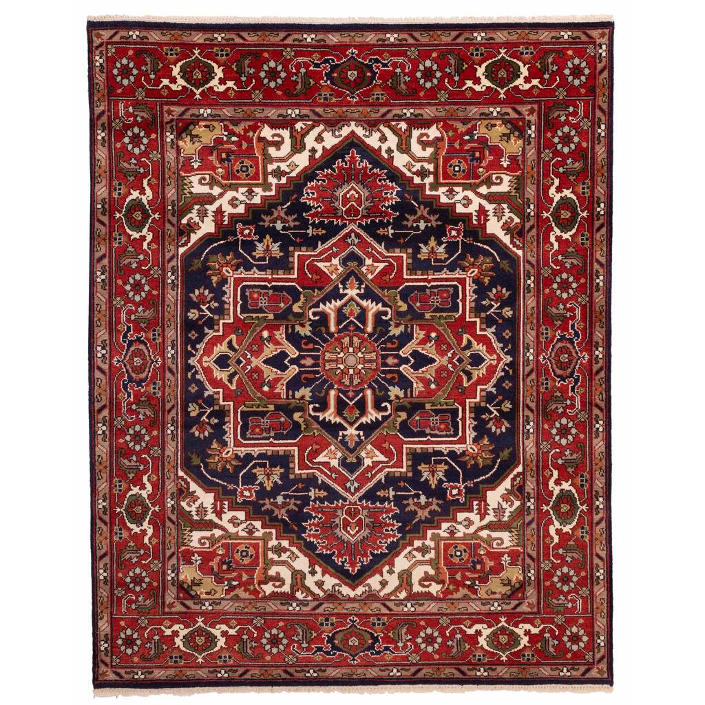 ECARPETGALLERY Hand-knotted Serapi Heritage Dark Navy Wool Rug - 7'10 x 9'11