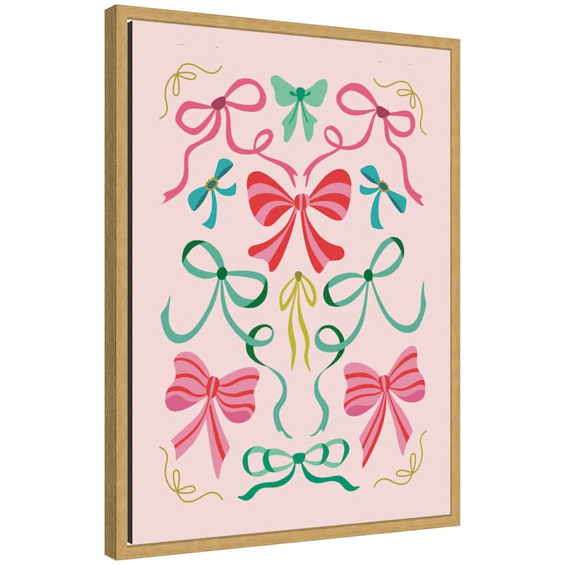 Kate and Laurel Sylvie Framed Canvas Christmas Bows by Rachel Lee - Yellow