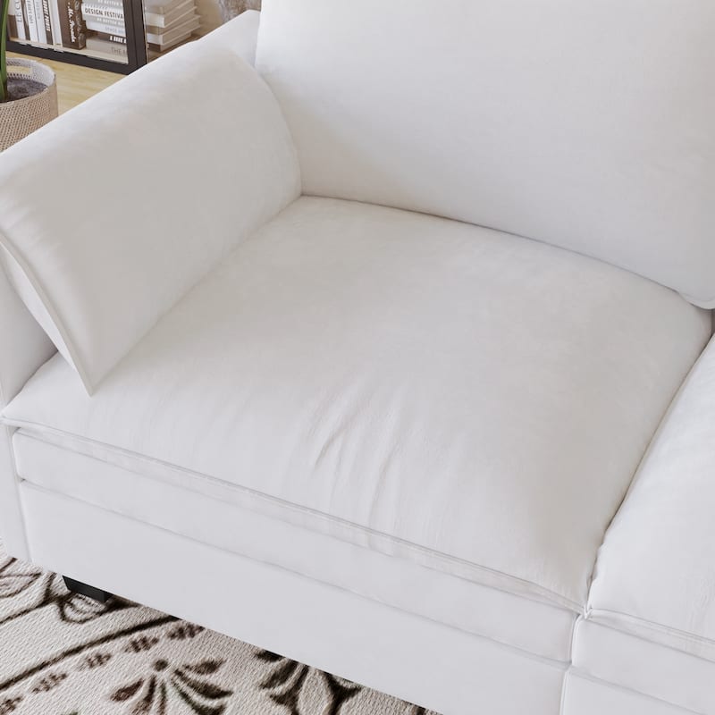 Solid Wood Loveseat Sofa, Fabric Upholstered Straight-Row 2 Seat Sofa, Lounge Sofa with Armrests for Small Spaces, Bedroom