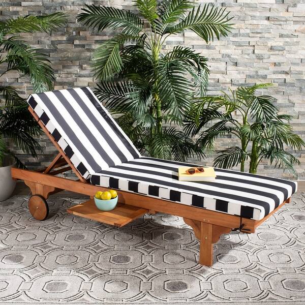 Safavieh Outdoor Living Newport Ash Black White Stripe Cart Safavieh Outdoor Living Newport