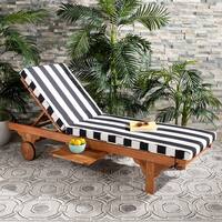 Safavieh Outdoor Living Newport Ash Black/ White Stripe Cart-Wheel Adjustable Chaise Lounge Chair - 27.6" x 78.7" x 14.2"