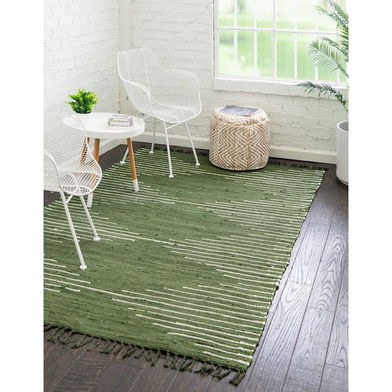 Braided Dario Collection Area Rug - 9'x12' - Green-Ivory