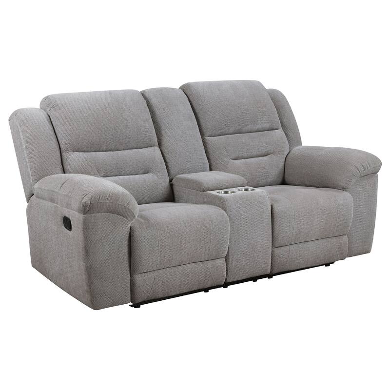 Gilo 2pc Manual Recliner Sofa and Loveseat Set, Soft Gray Chenille
