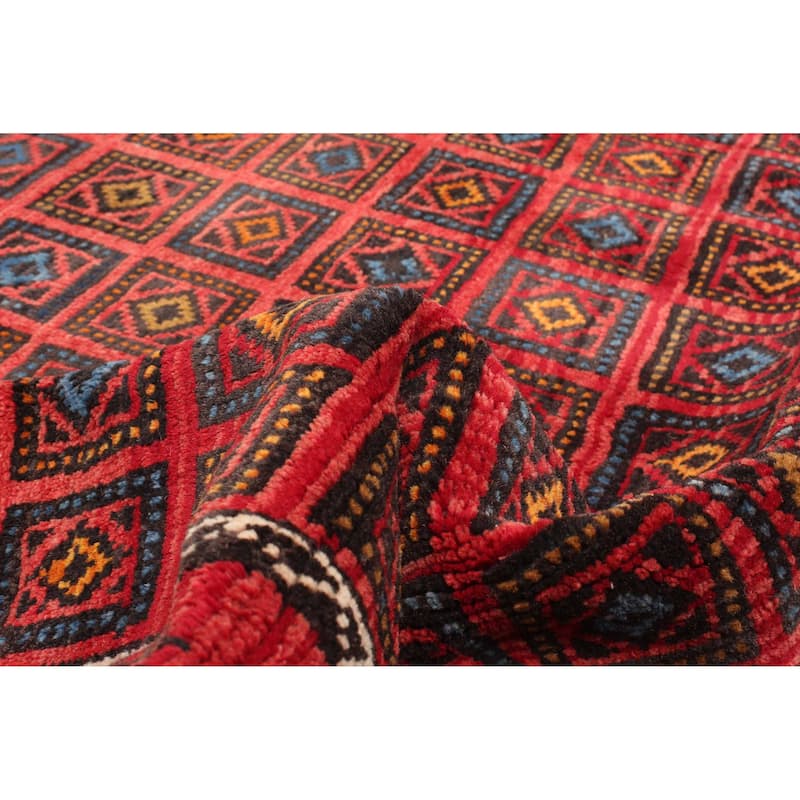 ECARPETGALLERY Hand-knotted Baluch Red Wool Rug - 3'5 x 4'11
