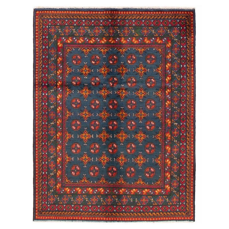 ECARPETGALLERY Hand-knotted Uzbek Kargahi Blue Wool Rug - 4'8 x 6'1 - 4'8 x 6'1 - Blue