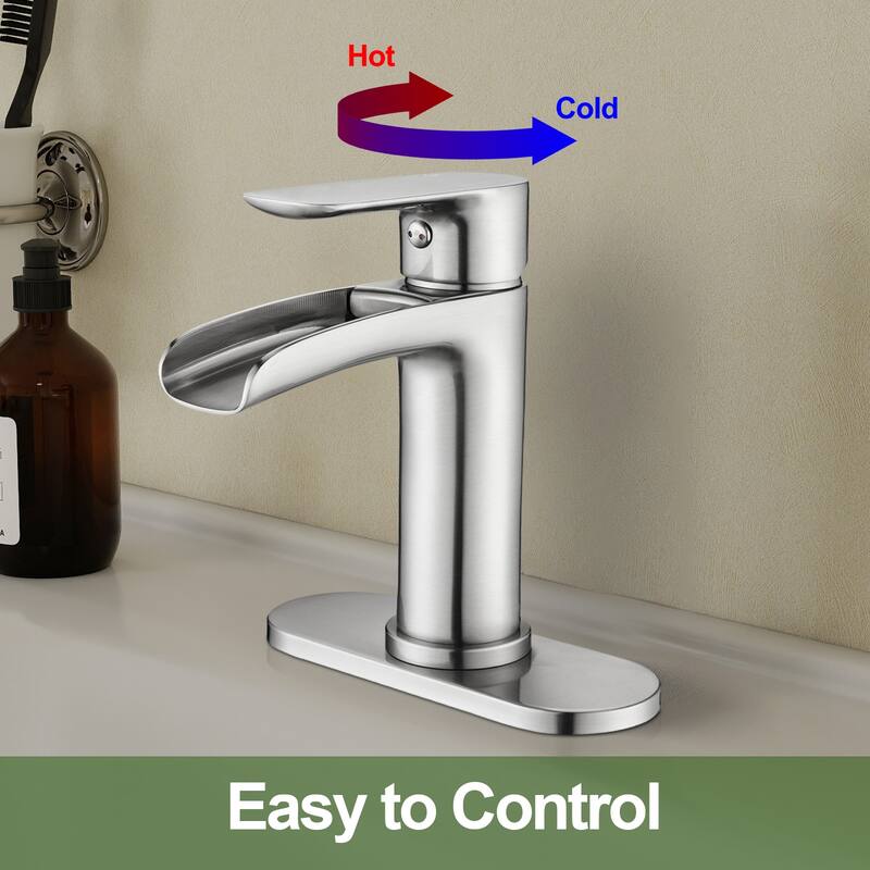 Topcraft Single Handle Waterfall Bathroom Faucet with Baseplate