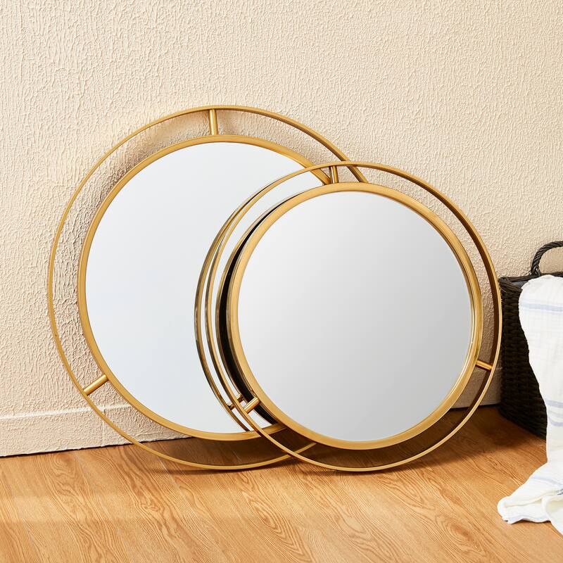 Glitzhome 24"D Modern Round Accent Decorative Wall Mirror Bathroom Vanity Decor