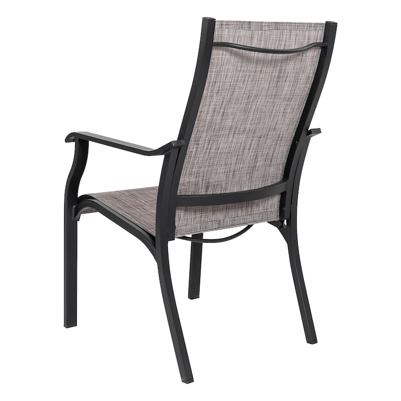5-Piece Patio Aluminum and Textilene Dining Set with Umbrella Hole, Grayish Brown