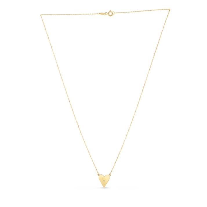 Curata 14k Yellow Gold 18" 12.8mm Elongated Diamond Heart Necklace (Spring-ring)