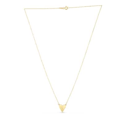 Curata 14k Yellow Gold 18" 12.8mm Elongated Diamond Heart Necklace (Spring-ring)