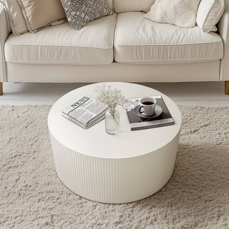 35.83" Stylish and Minimalist Wave Stripe Coffee Table, Modern Round Coffee Table for Living Room, Bedroom