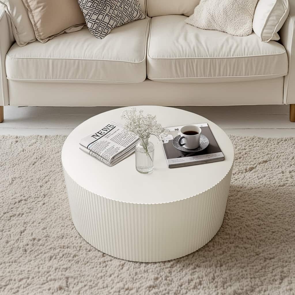 35.83" Stylish and Minimalist Wave Stripe Coffee Table, Modern Round Coffee Table for Living Room, Bedroom
