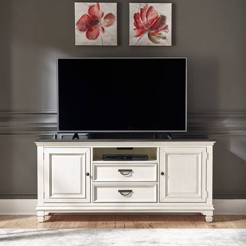 Allyson Park Wirebrushed White Charcoal 66 Inch TV Console - 66 Inches In Width