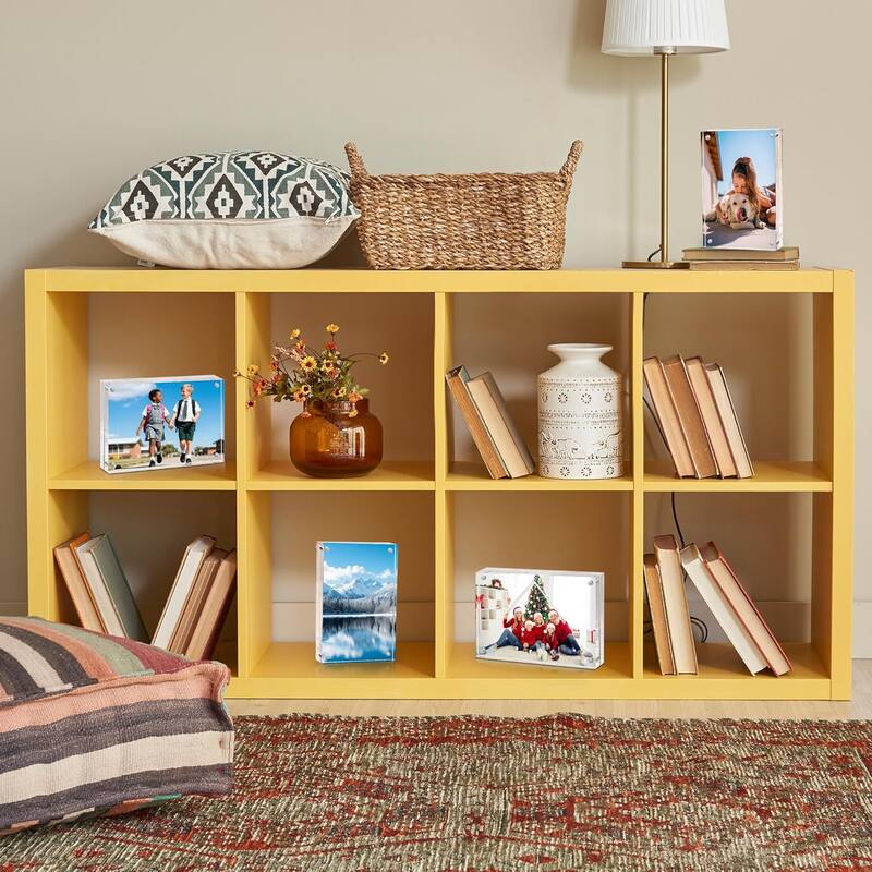BP4U 4x6 Acrylic Picture Frames, Tabletop Magnetic Freestanding Photo Frames for Hoem/Office Desktop Display