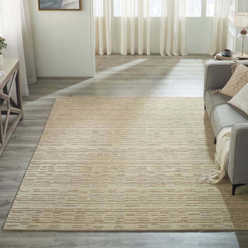 Minimalist Solid Wool Area Rug - 12' x 15' - Beige