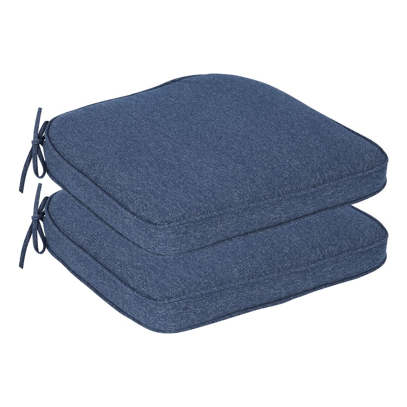 Aoodor Outdoor Dining Chair Cushions Set of 2, Outdoor Chair Pads with Ties, 21 x 21 inch - 21"x21" - Navy Blue