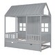 preview thumbnail 10 of 11, Twin Size Wood House Bed & Daybed with Twin Size Trundle, Slat Support