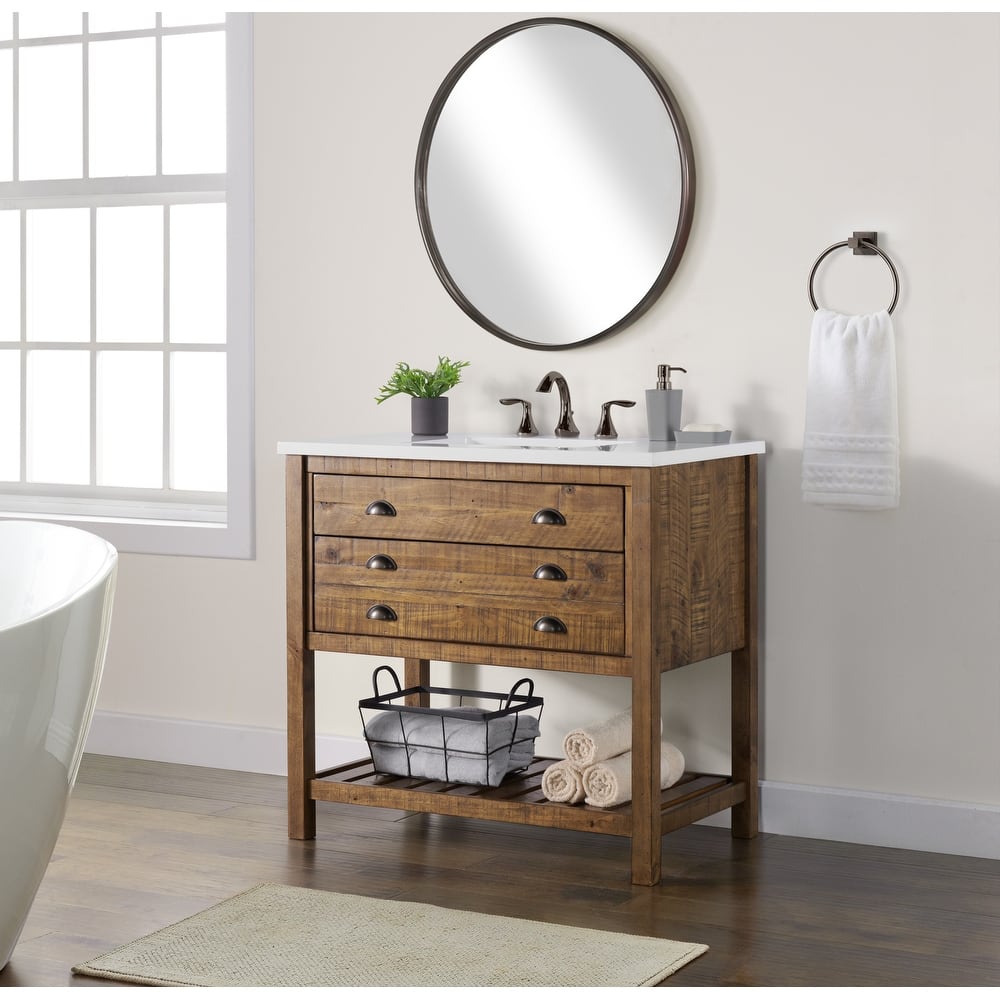 Monterey 37-inch Farmhouse Marble Solid Wood Bathroom Vanity