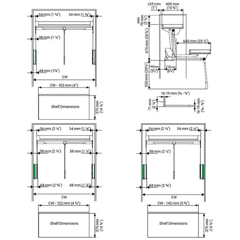 Kessebohmer 238284 31 3/4"- 38 7/8" Wide CONERO TOP Wardrobe Lift