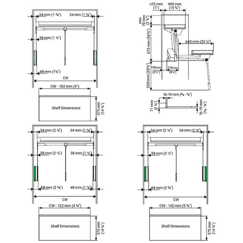Kessebohmer 238285 38 5/8" to 45 7/8" Wide CONERO TOP Wardrobe Lift