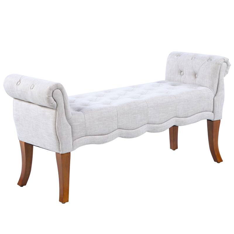HOMCOM Traditional Style Entryway Bed End Shoe Bench with Button Tufted and Rounded Arm for Living Room,