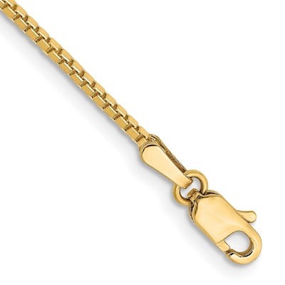 Curata 14k Yellow Gold Polished 1.25mm Box Chain Bracelet 7 Inch Lobster Claw