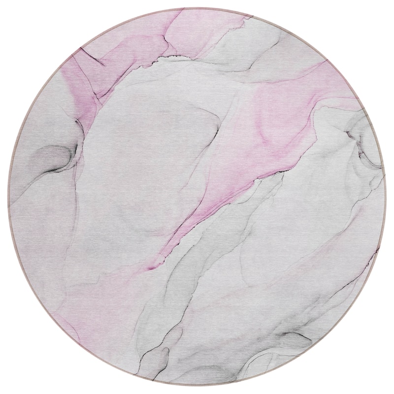 Machine Washable Indoor/ Outdoor Abstract Watercolor Chantille Rug