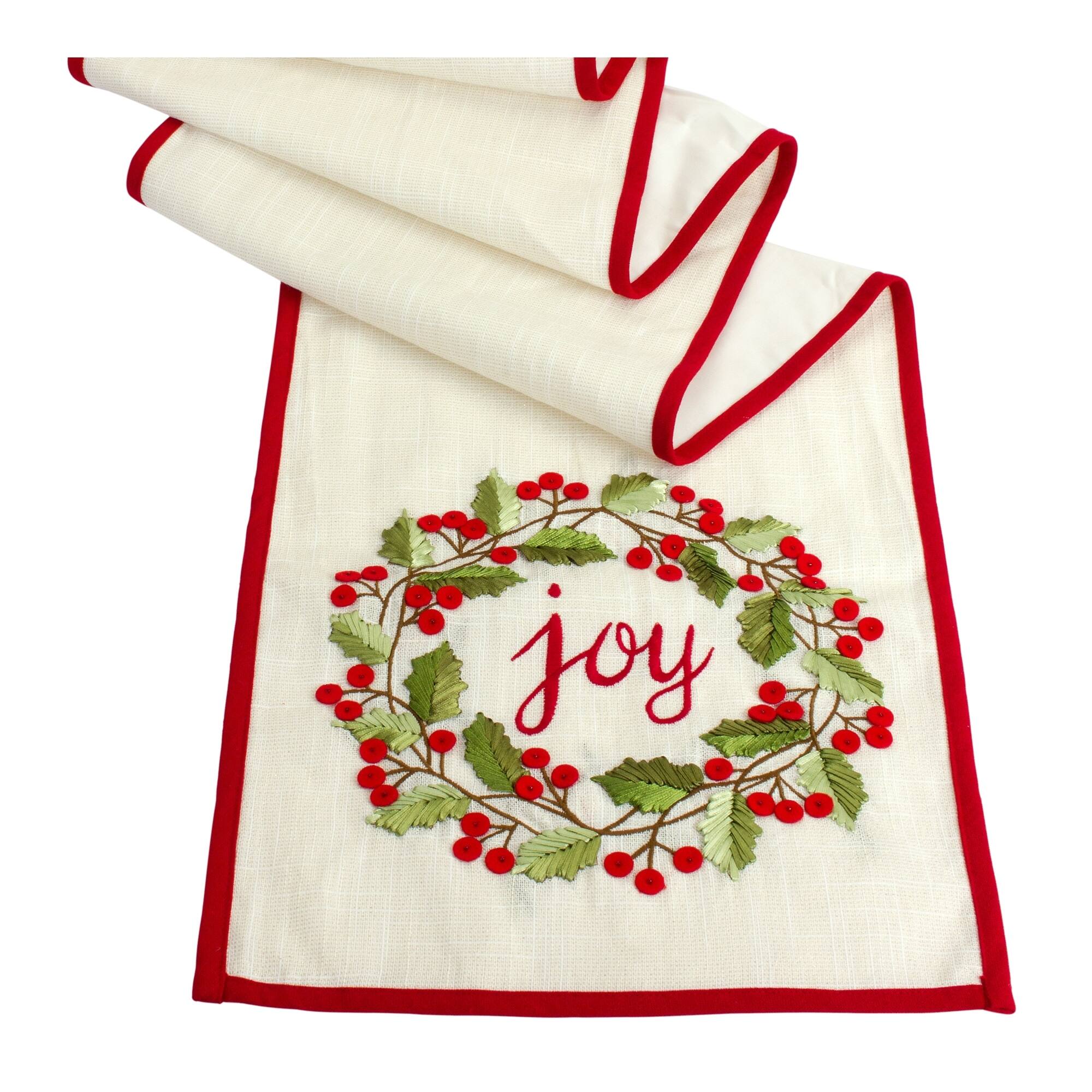 Joy and Holly Wreath Table Runner Bed Bath & Beyond 37564754