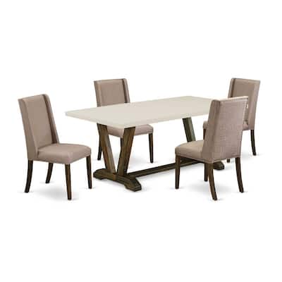 5-Piece Dining Table Set with Chairs - Modern Kitchen Dinette Table - 72