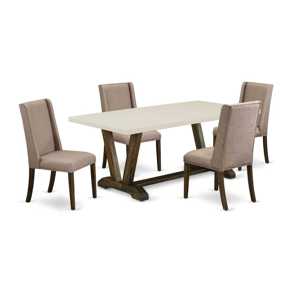 5-Piece Dining Table Set with Chairs - Modern Kitchen Dinette Table - 72
