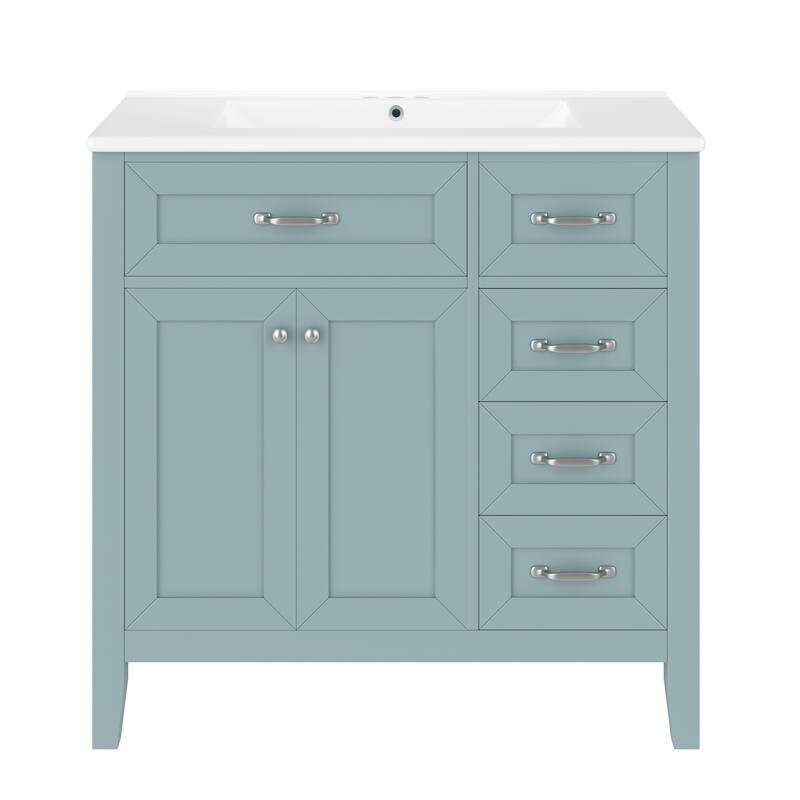 36" Bathroom Vanity with Sink Combo, Green Bathroom Cabinet with Drawers - Green