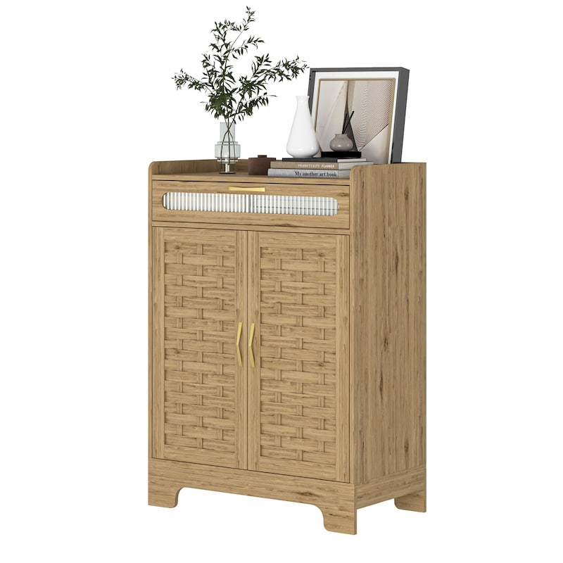 Farmhouse Buffet Cabinet with Barn Door, Drawer and Adjustable Shelf for Kitchen, Dining Room, Bathroom