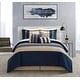 preview thumbnail 1 of 1, Chic Home Rosswell 10 Piece Striped Comforter Bed in a Bag, Navy Queen