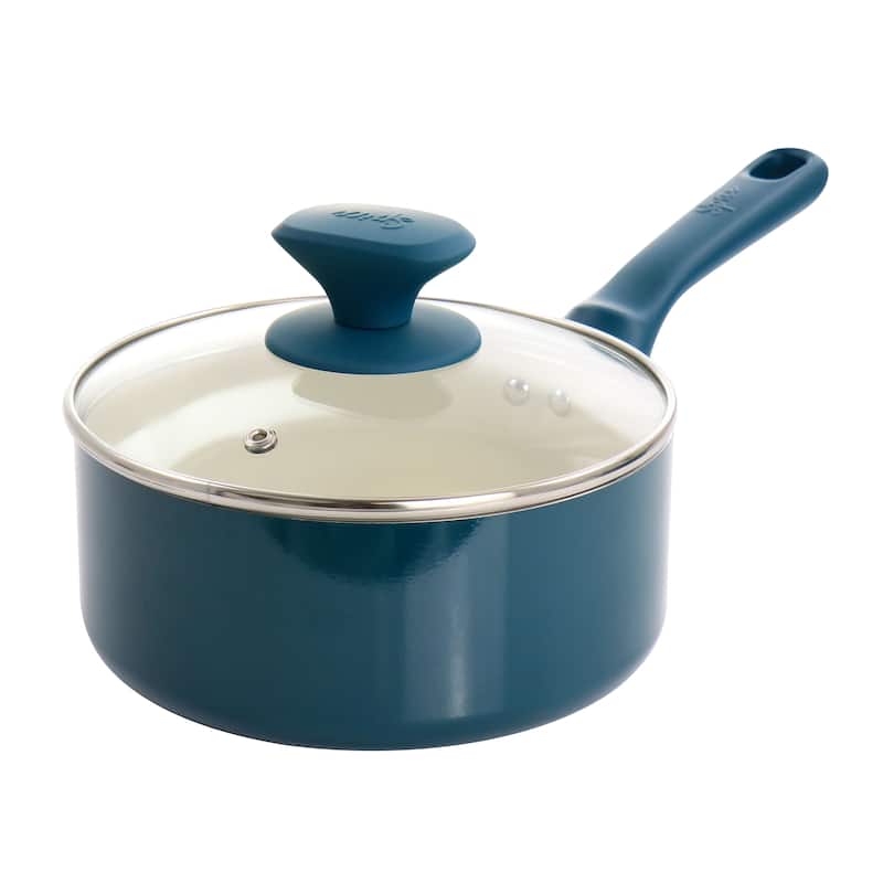 Spice by Tia Mowry Savory Saffron 7Pc Aluminum Cookware Set Teal