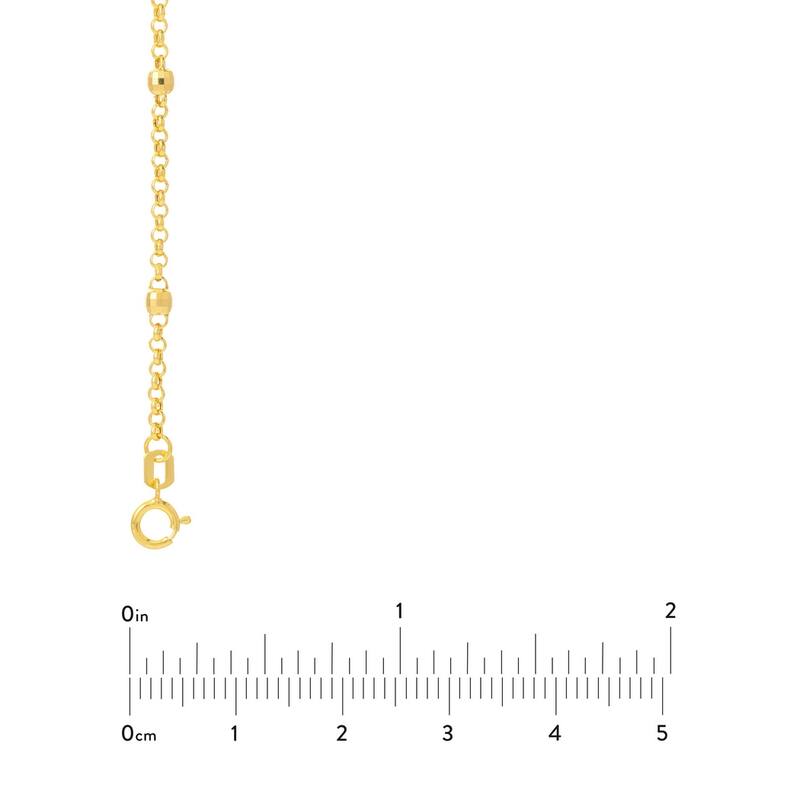 Curata 14k Yellow Gold 3mm Disco Bead Rolo Chain Necklace
