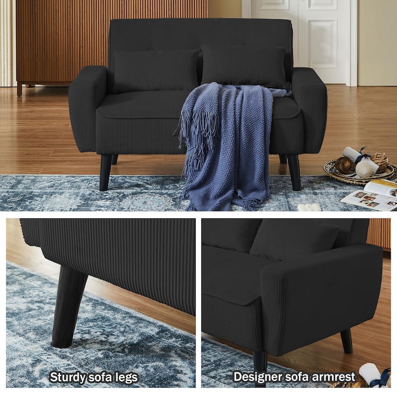 4-Piece Corduroy Living Room Sectional Sofa Set with Loveseat and Chair