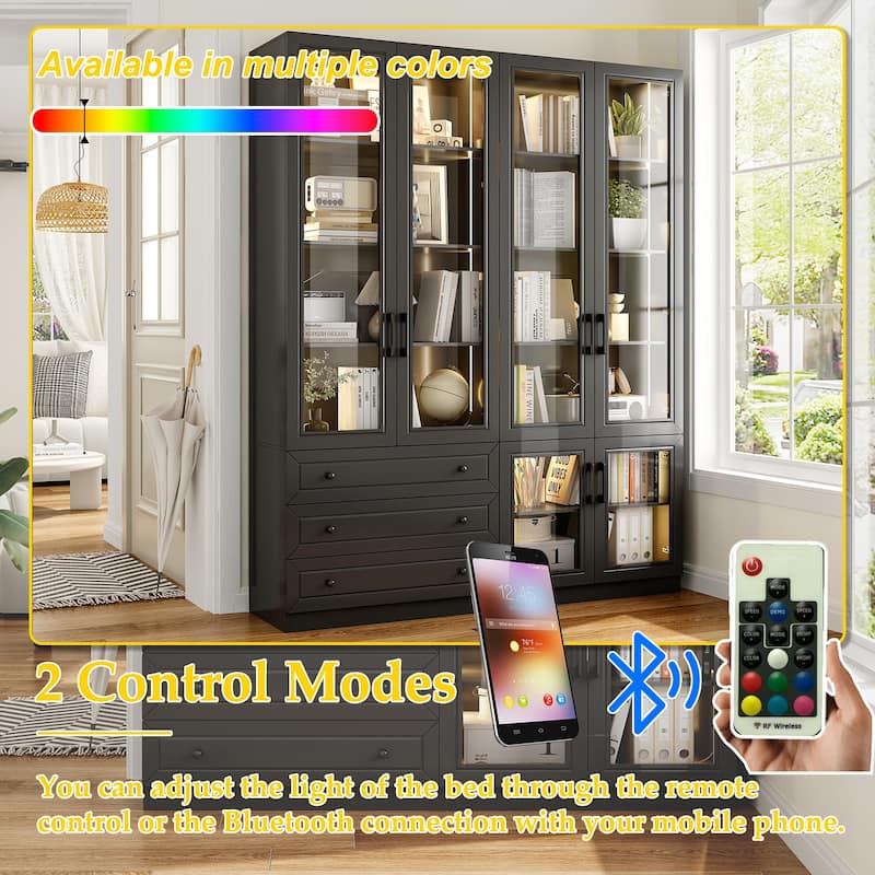 Organizer Eco-Friendly Accent Light Strip Bookshelves Display Cabinet - 63"x78.7“