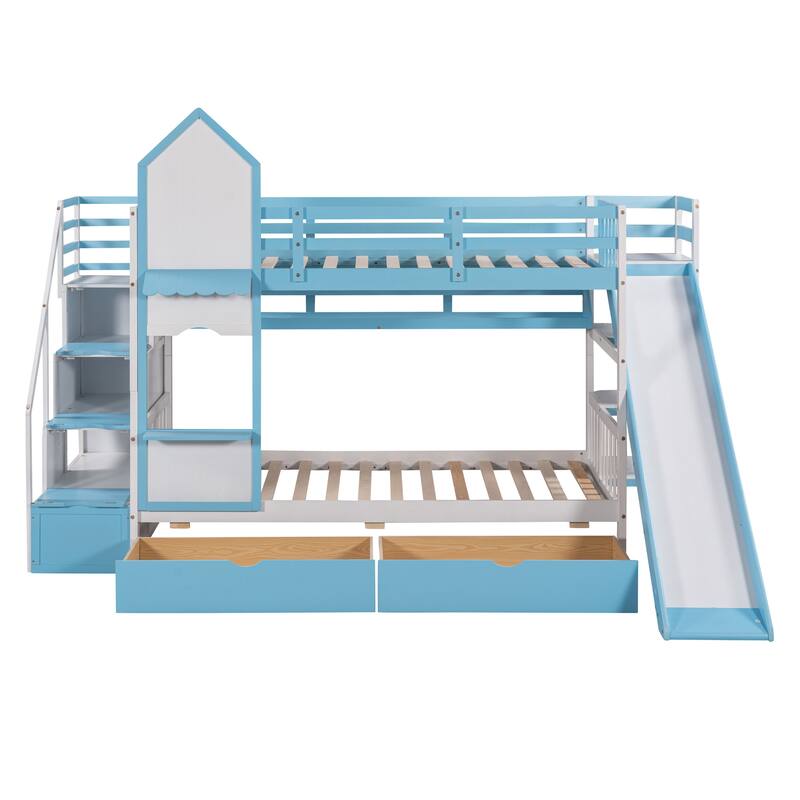 Twin-Over-Twin Castle Style Bunk Bed