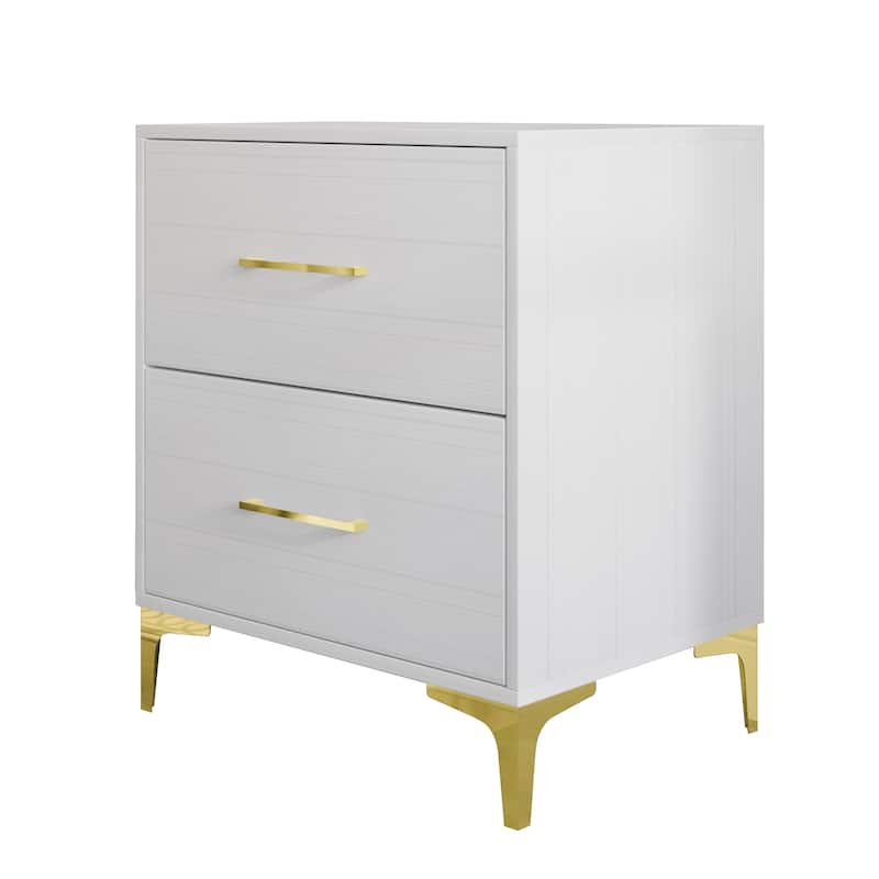 CraftPorch Simple and Stylish 2-Drawers Nightstand - White