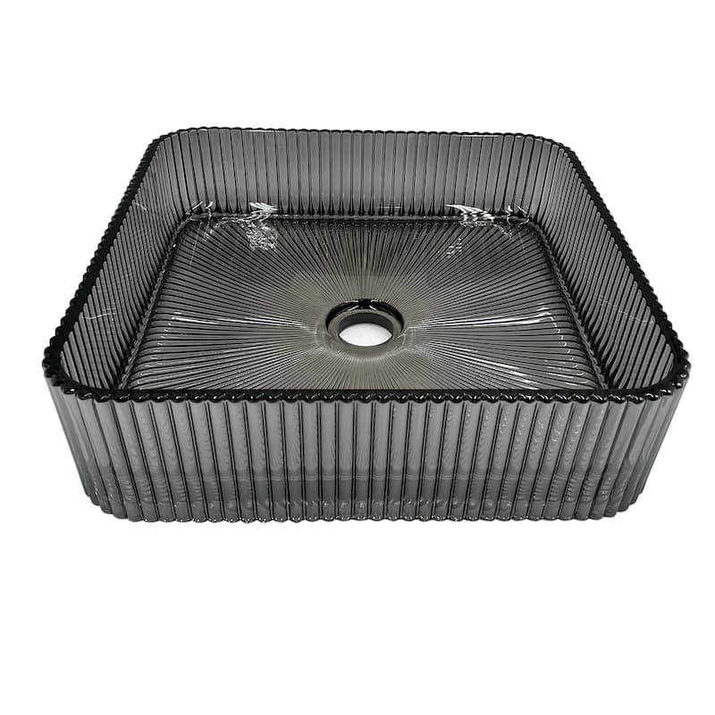 Plaza 15" Square Decorative Crystal Vessel Sinks With White Base