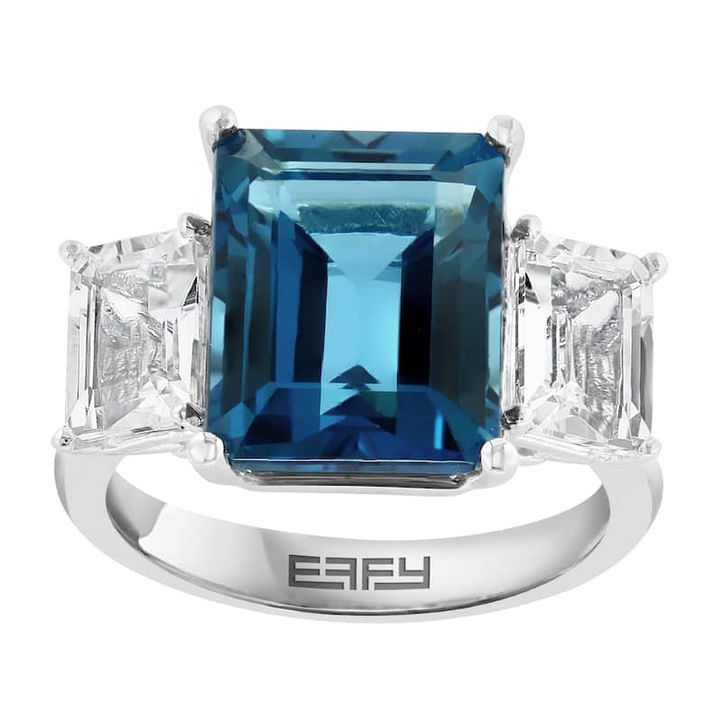 EFFY 14K Gold ,London Blue Topaz,White Topaz Ring