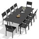 preview thumbnail 9 of 27, 11-piece Outdoor Patio Aluminum Rectangle Dining Set with Umbrella Hole Black