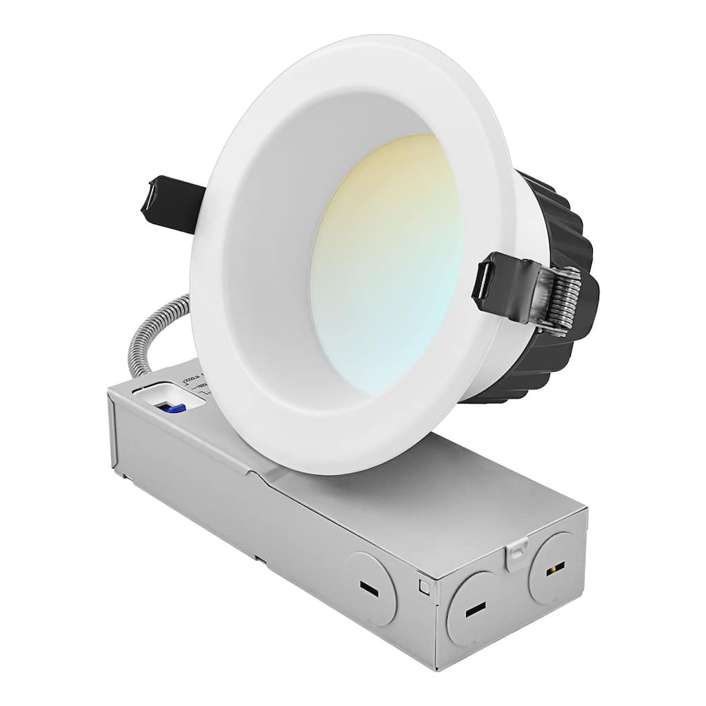 LUXRITE 4 Inch Commercial LED Recessed Light J-Box 5CCT 12/16/20W Dimmable 1200/1600/2000LM 120-277V Wet Rated IC Rated