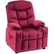 preview thumbnail 1 of 7, MCombo Big Kids Recliner Chair with Cup Holders , Velvet Fabric Burgundy